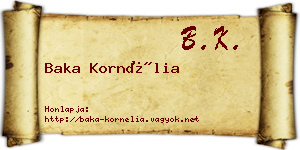 Baka Kornélia névjegykártya